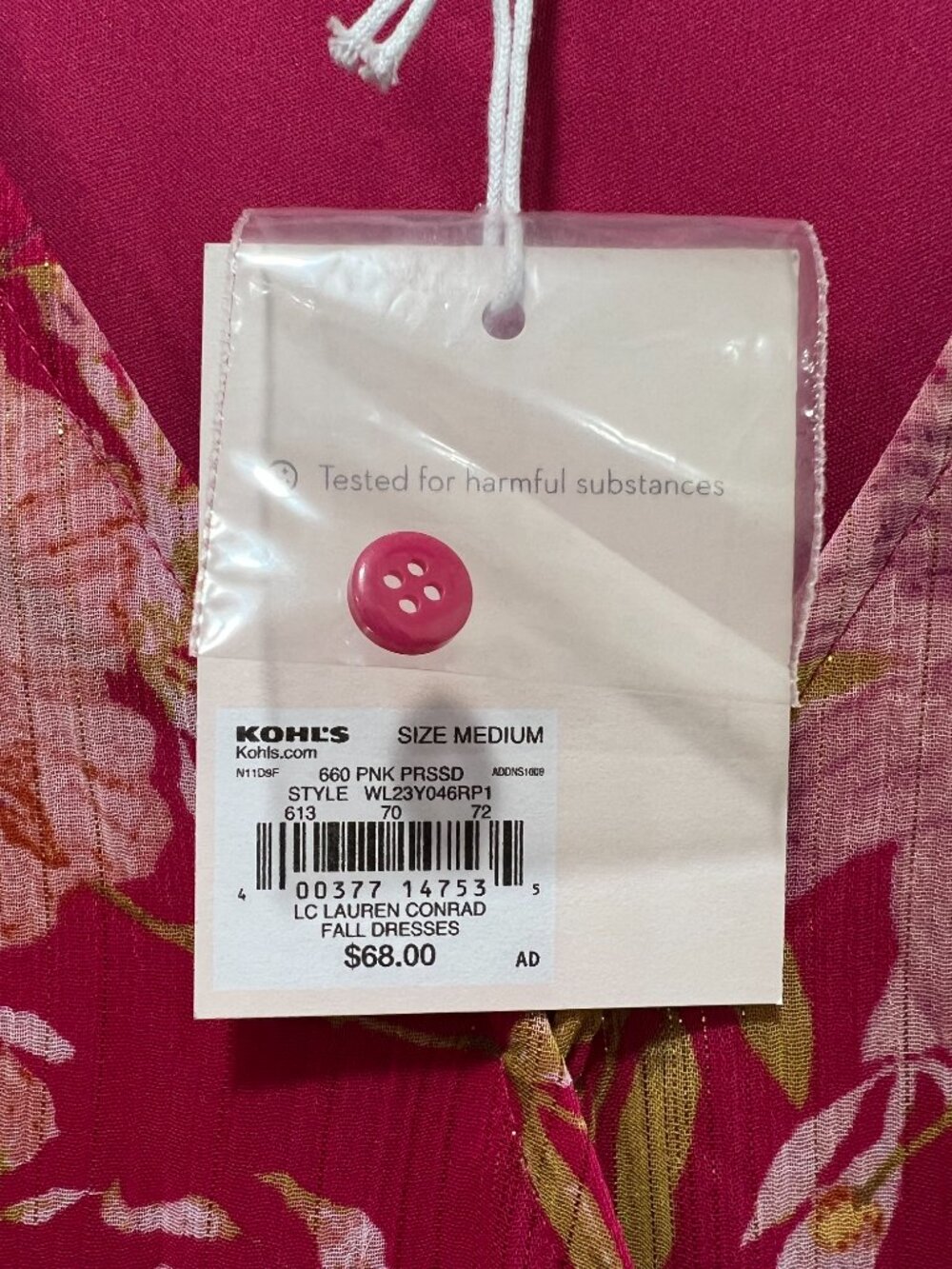 NWT Women's Lauren Conrad LC Floral Wrap Midi Dress Pink Long Sleeve Medium - Picture 5 of 6
